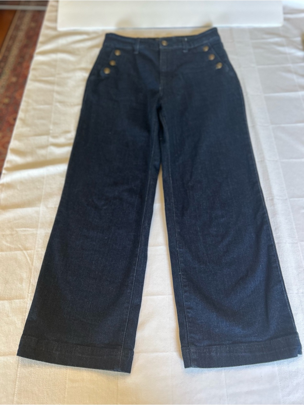 Rachel Zoe Dark Wash Sailor Button Wide Leg Jeans US 6